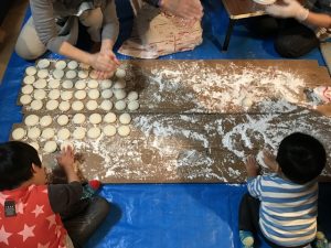 田の神上げの餅つき